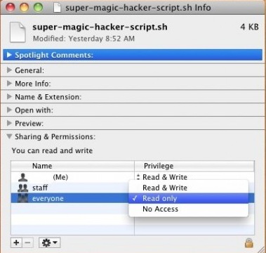 Change permissions mac app installer